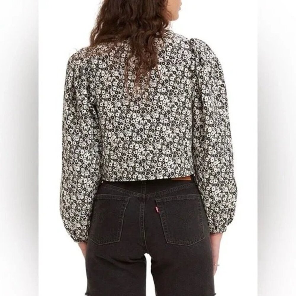 Levi's Embry Black Floral Puff Sleeve Blouse - Picture 2 of 5